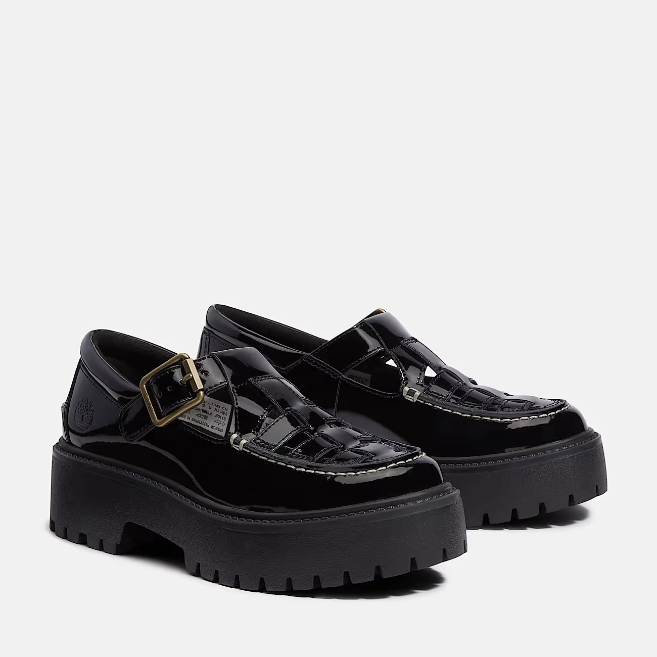 Women's Patent Leather Stone Street Platform Buckle Shoe 4 Women's Patent Leather Stone Street Platform Buckle Shoe