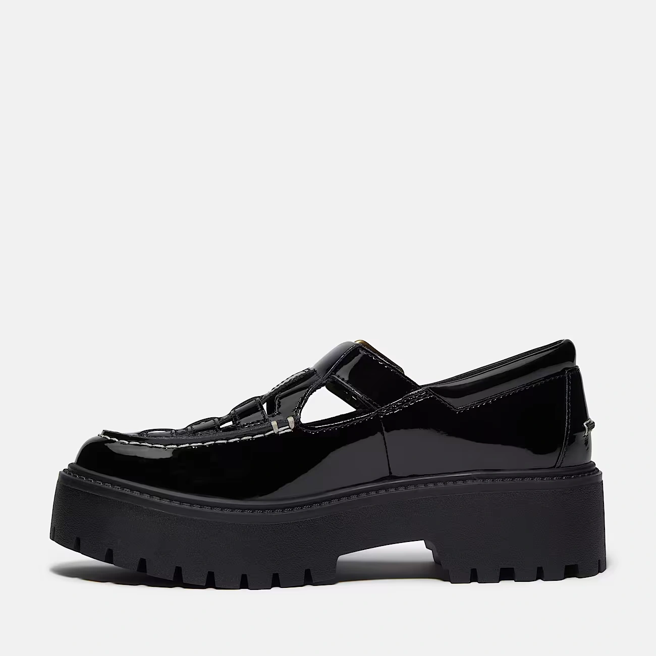 Women's Patent Leather Stone Street Platform Buckle Shoe 6 Women's Patent Leather Stone Street Platform Buckle Shoe