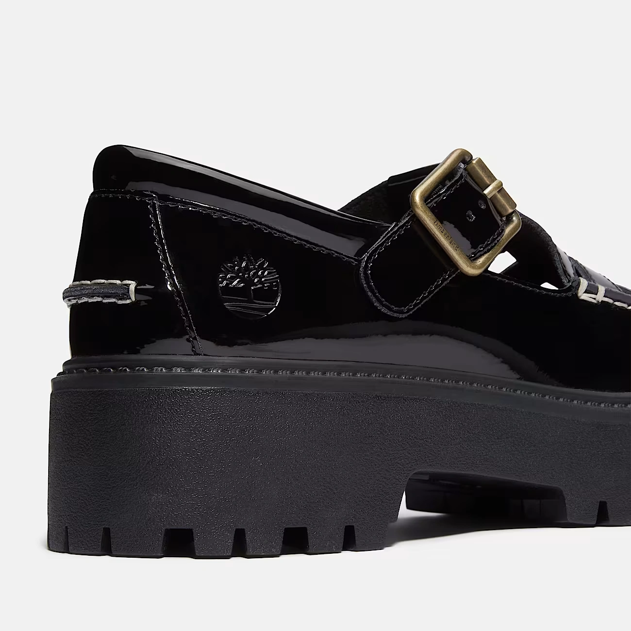 Women's Patent Leather Stone Street Platform Buckle Shoe 7 Women's Patent Leather Stone Street Platform Buckle Shoe